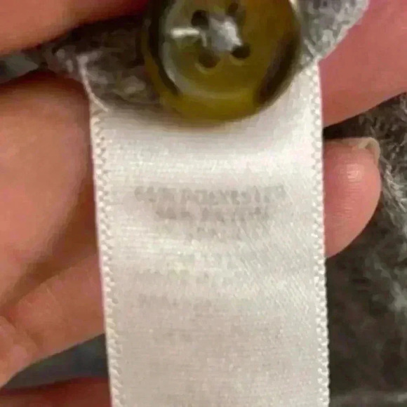 Socialite grey button tie front thermal ribbed top. Medium - Picture 6 of 6